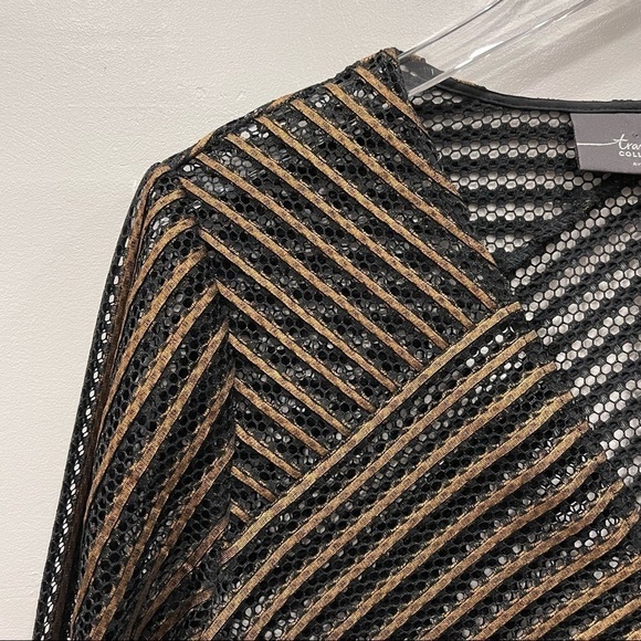 Travelers Collection by Chico’s Stripe Bronze Black Sheer Jacket Full Zip Size 0 - Picture 3 of 11